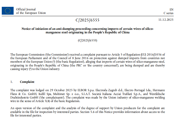 Prospettiva dell'indagine antidumping dell'UE sui fili di acciaio al silico-manganese
